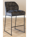 Janna barstol i metal og velour H109 cm - Sort/Antracit
