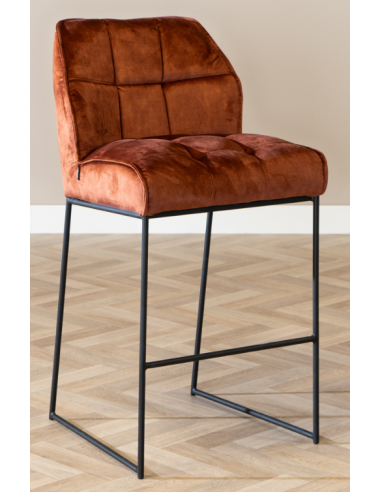 Billede af Janna barstol i metal og velour H109 cm - Sort/Kobber