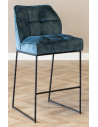 Janna barstol i metal og velour H109 cm - Sort/Blå
