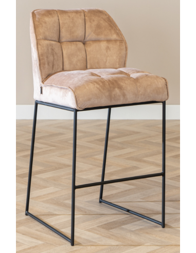 Billede af Janna barstol i metal og velour H109 cm - Sort/Taupe