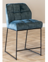 Janna barstol i metal og velour H97 cm - Sort/Blå