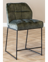 Janna barstol i metal og velour H97 cm - Sort/Grøn