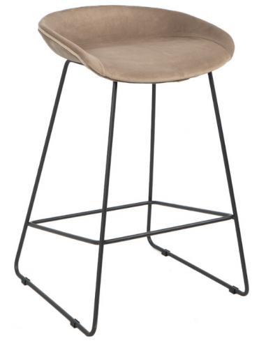 Billede af Oslo barstol i metal og velour H73 cm - Sort/Taupe
