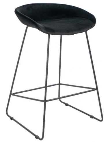 Billede af Oslo barstol i metal og velour H73 cm - Sort/Sort