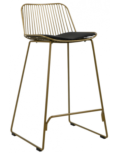 Billede af Jenny barstol i metal og kunstlæder H94 cm - Guld/Sort