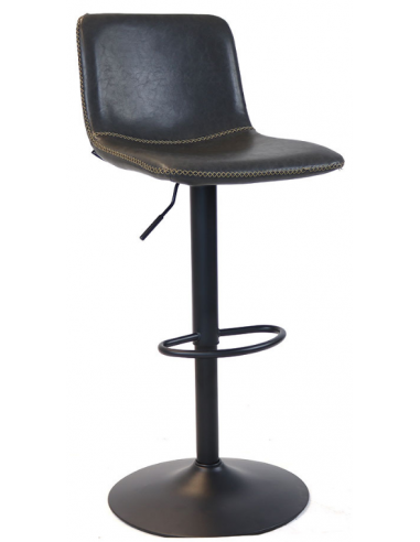 Billede af Texas barstol i metal og øko-læder H85 - 108 cm - Sort/Antracit