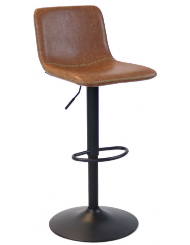 Billede af Texas barstol i metal og øko-læder H85 - 108 cm - Sort/Cognac