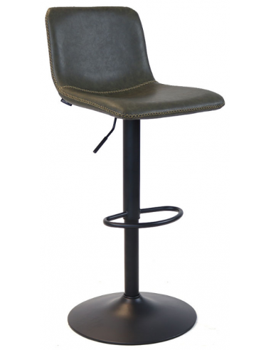 Billede af Texas barstol i metal og øko-læder H85 - 108 cm - Sort/Olivengrøn