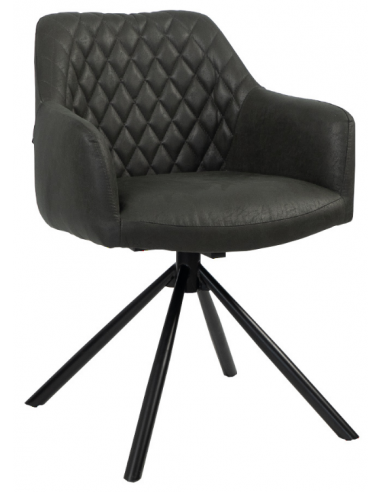 Se Dex rotérbar spisebordsstol i metal og øko-læder H80 cm - Sort/Vintage sort hos Lepong.dk