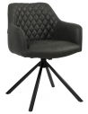 Dex rotérbar spisebordsstol i metal og øko-læder H80 cm - Sort/Vintage sort