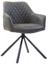 Dex rotérbar spisebordsstol i metal og øko-læder H80 cm - Sort/Vintage antracit
