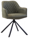 Dex rotérbar spisebordsstol i metal og øko-læder H80 cm - Sort/Vintage olivengrøn