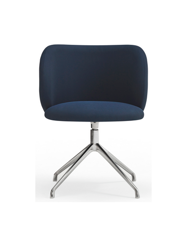 Se 2 x Mogi rotérbare spisebordsstole i metal og genanvendt polyester H80 cm - Krom/Navyblå hos Lepong.dk