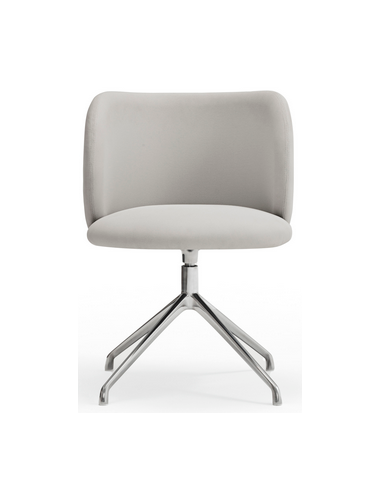 Se 2 x Mogi rotérbare spisebordsstole i metal og genanvendt polyester H80 cm - Krom/Lysegrå hos Lepong.dk