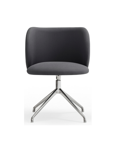 Se 2 x Mogi rotérbare spisebordsstole i metal og genanvendt polyester H80 cm - Krom/Mørkegrå hos Lepong.dk