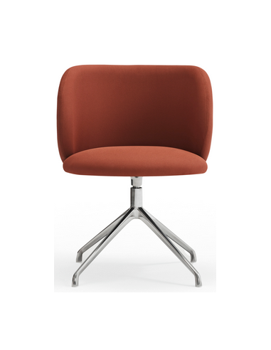 Se 2 x Mogi rotérbare spisebordsstole i metal og genanvendt polyester H80 cm - Krom/Terracotta hos Lepong.dk