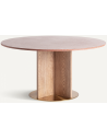 Alferce rundt spisebord i terrazzo, stål og fyrretræ Ø150 cm - Natur/Guld/Rosa terrazzo