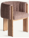 Cluny spisebordsstol i egetræ og polyester H77 cm - Eg/Rødbrun