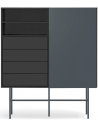 Nube highboard i metal og melamin H140 cm - Sort/Antracit