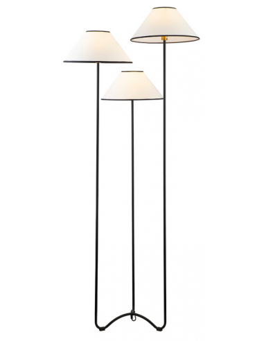 Se Langless gulvlampe i metal og linned H172,5 cm 3 x E14 - Sort/Hvid hos Lepong.dk