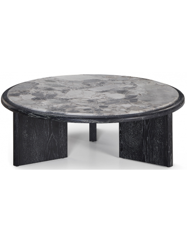 Se Herman sofabord i asktræ og marmor Ø100 cm - Børstet sort/Grå hos Lepong.dk