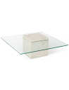 Rock sofabord i beton og glas 100 x 100 cm - Beige/Klar
