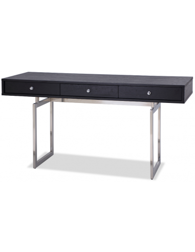 Se Hamilton skrivebord i stål og asktræsfinér 150 x 55 cm - Sort/Poleret stål hos Lepong.dk