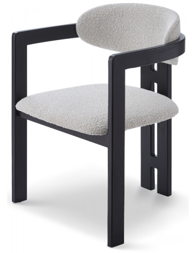Billede af Neo spisebordsstol i egetræ og bouclé H81 cm - Sort/Sand