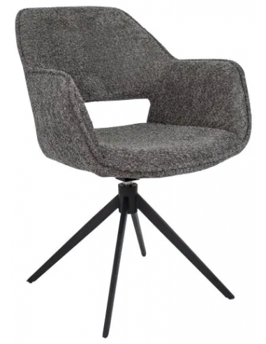 Se Owen rotérbar spisebordsstol i metal og bouclé H86 cm - Sort/Mørkegrå hos Lepong.dk