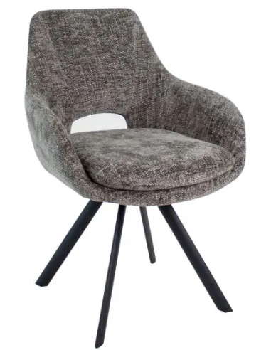 Se Jorn spisebordsstol i metal og chenille H86 cm - Sort/Mørkegrå hos Lepong.dk