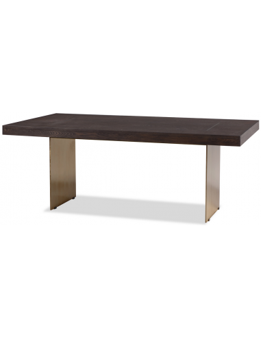 Se Unma spisebord i stål og askfinér 198 x 96,5 cm - Børstet messing/Mørkebrun hos Lepong.dk