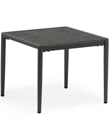 Polo Lounge havebord i aluminium og glas 50 x 50 cm – Antracit/Mørkegrå