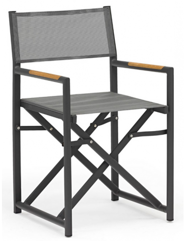 Billede af Polo Sammenklappelig havestol i aluminium og Batyline H88 cm - Antracit/Mørkegrå