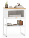 Sengebord med 1 skab i metal og polycarbonat H56 x B40 cm - Hvid/Natur