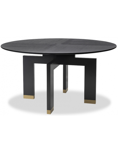 Billede af Ponte rundt spisebord i stål og askfinér Ø150 cm - Børstet messing/Sort