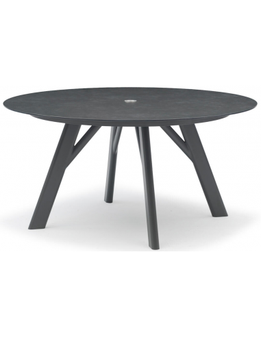 Billede af Hug rundt havebord i aluminium og glas Ø150 cm - Antracit/Mørkegrå