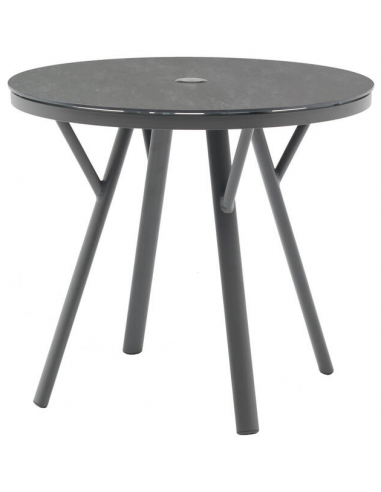 Billede af Hug rundt havebord i aluminium og glas Ø80 cm - Antracit/Mørkegrå