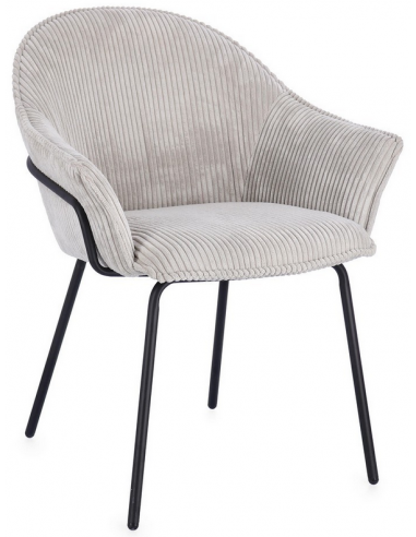 Billede af Cassidy spisebordsstol i metal og corduroy polyester H83 cm - Sort/Lysegrå