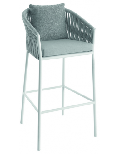 Billede af Gabon bar havestol i aluminium og olefin H108 cm - Hvid/Lysegrå