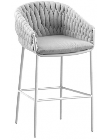 Billede af Vigo bar havestol i aluminium og sunbrella H108 cm - Hvid/Lysegrå
