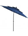 Parasol med kip i stål og polyester Ø305 cm - Navy