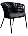 Kyra lounge havestol i metal og reb H70 cm - Sort/Mørkegrå