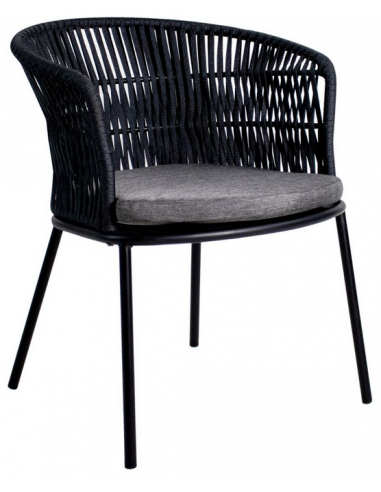 Billede af Kyra havestol i metal og reb H77 cm - Sort/Mørkegrå