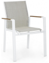 6 x Havestole med armlæn i aluminium og textilene H88 cm - Hvid/Gråbrun