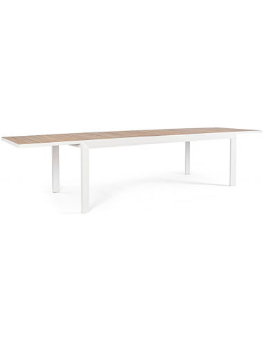 Billede af Belmar havebord med udtræk i aluminium 220 - 340 x 100 cm - Hvid/Trælook