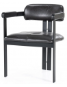 Morris spisebordsstol i metal og læder H78 cm - Sort/Mørk gråsort