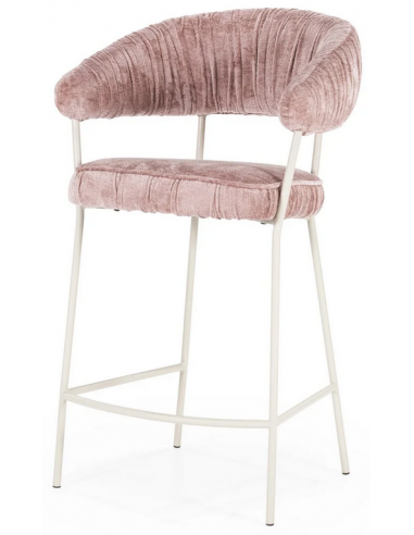 Lizzy barstol i metal og polyester H96 cm - Beige/Pink