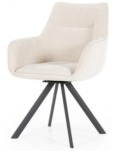 Se Bliss rotérbar spisebordsstol i metal og polyester H88 cm - Sort/Beige hos Lepong.dk