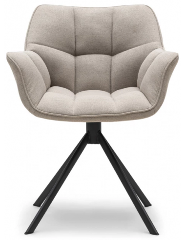 Billede af Carnaby rotérbar spisebordsstol i polyester og metal H82 cm - Sort/Lys flax