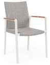 4 x Havestole med armlæn i aluminium og textilene H89 cm - Hvid/Lysegrå